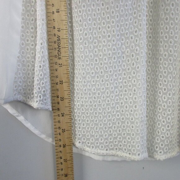 Club Monaco Silk Sheer Blouse Women S White Sleeveless Henley Boho Summer 104 - Picture 11 of 12